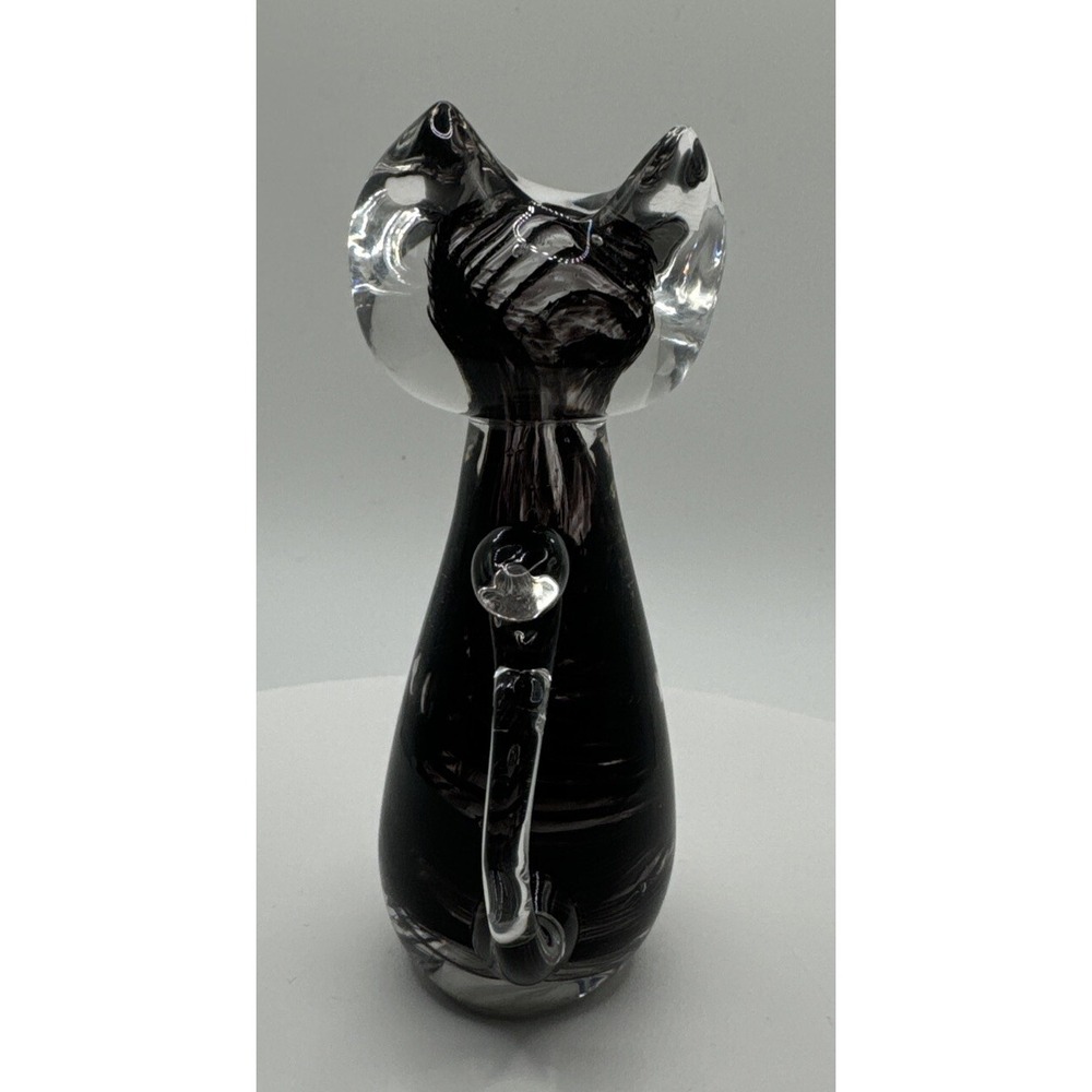 CATHERINE LABONTĖ Quebec‎ Art Glass Cartoon Cat 4." Tall. Purple. - Picture 14 of 16
